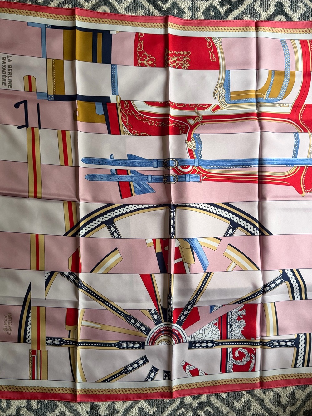 Hermès “La Berline Bayadère” Carré 90 silk scarf